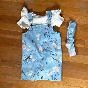 SHEIN toddler floral overall smock dress and onsie